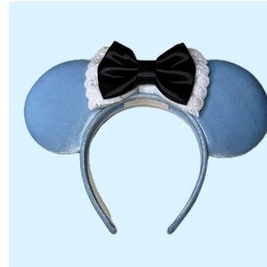 Alice and Wonderland Blue Mouse Ears Headband with Black Bow